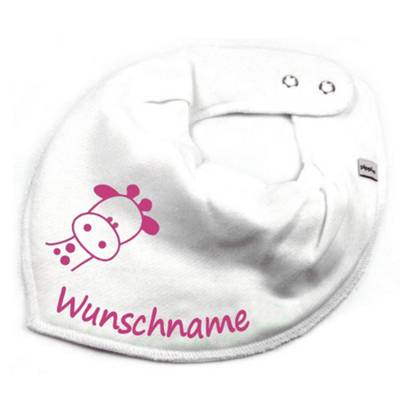 elefantasie Halstuch Giraffe personalisiert mit Namen weiß