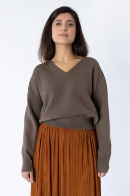 SAMSØE SAMSØE Pullover Nika V-Neck Pullover braun