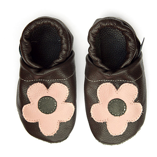 Schuhe Geschlossene Hausschuhe Pantau® Lederpuschen / Hausschuhe / Slipper mit Blume Hausschuhe dunkelbraun Schuhe Geschlossene Hausschuhe Pantau® Lederpuschen / Hausschuhe / Slipper mit Blume Hausschuhe dunkelbraun