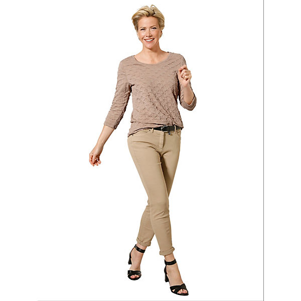 Bekleidung T-Shirts MONA Shirt aus strukturiertem Jerseyjacquard beige Bekleidung T-Shirts MONA Shirt aus strukturiertem Jerseyjacquard beige