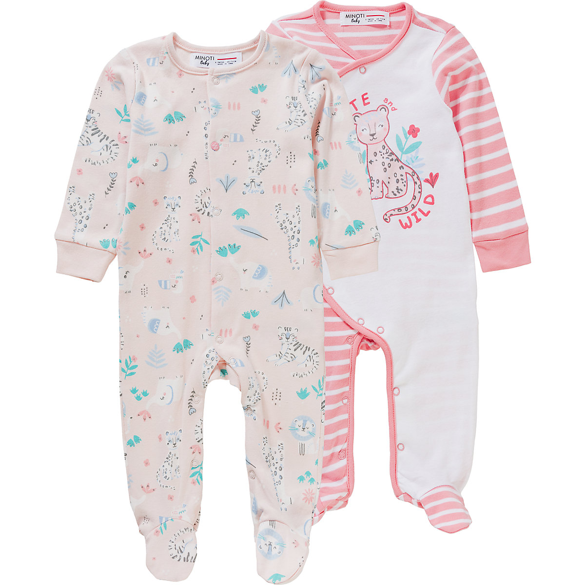 MINOTI Baby Schlafanzug Doppelpack für Mädchen pink/weiß