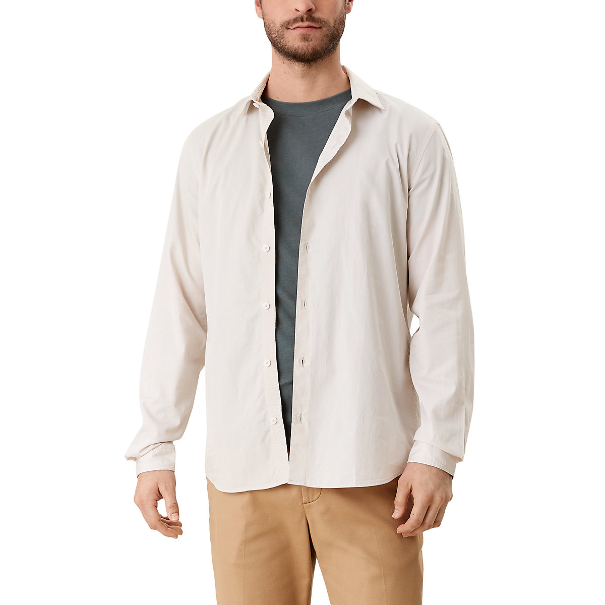 s.Oliver Slim: Hemd aus Baumwolle Langarmhemden creme