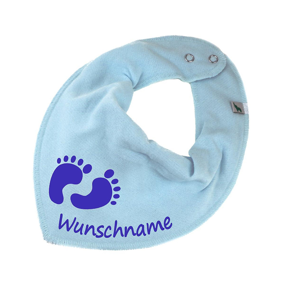 elefantasie Halstuch Babyfüße personalisiert mit Namen hellblau