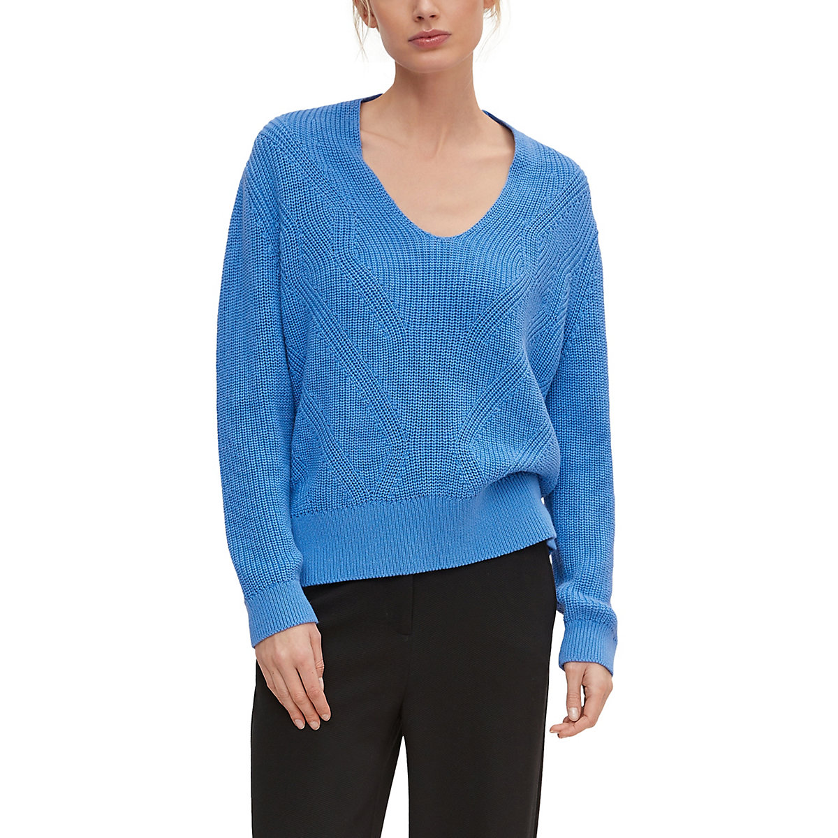 comma Strickpullover aus Baumwolle Pullover blau