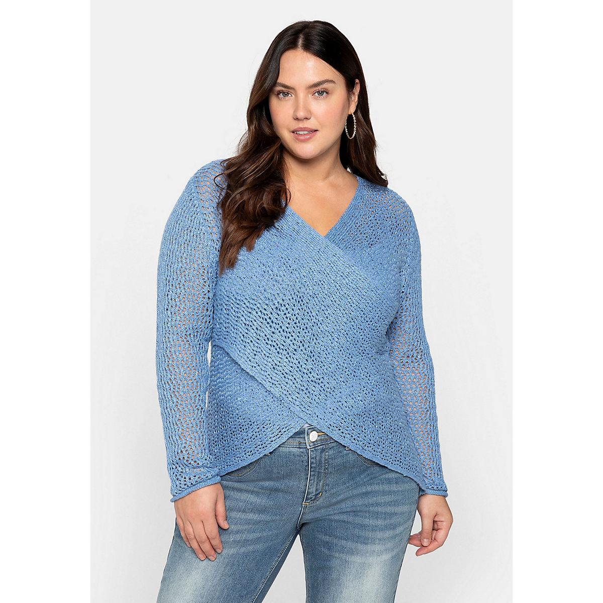 sheego Pullover Pullover blau
