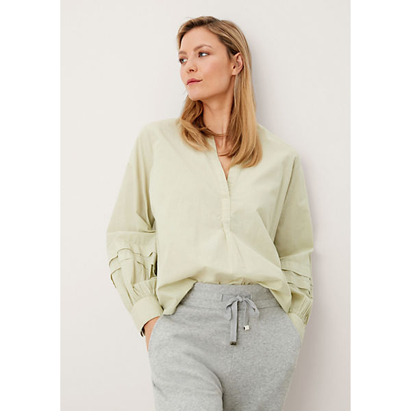 Bekleidung Langarmblusen s.Oliver Bluse mit Tunika-Ausschnitt Langarmblusen grün Bekleidung Langarmblusen s.Oliver Bluse mit Tunika-Ausschnitt Langarmblusen grün