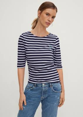 comma casual identity Shirt mit Streifenmuster T-Shirts blau YN9128