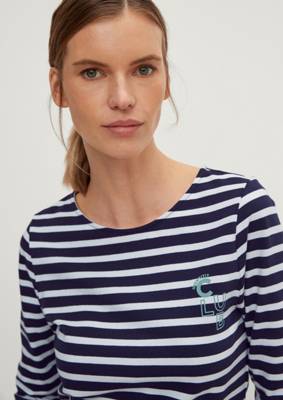 comma casual identity Shirt mit Streifenmuster T-Shirts blau YN9128