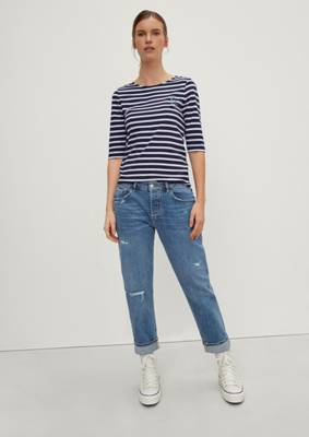 comma casual identity Shirt mit Streifenmuster T-Shirts blau YN9128
