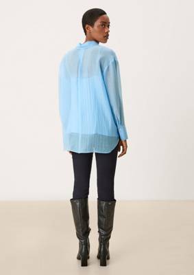 s.Oliver BLACK LABEL Leichte Bluse im Loose Fit Langarmblusen blau