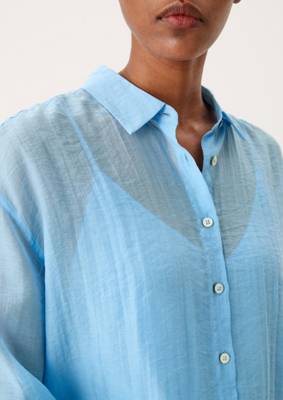 s.Oliver BLACK LABEL Leichte Bluse im Loose Fit Langarmblusen blau