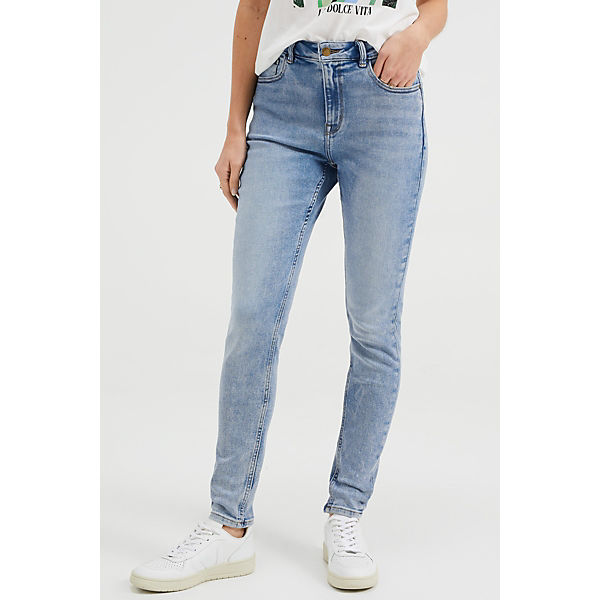 Bekleidung Skinny Jeans WE Fashion Damen-Superskinny-Jeans Jeanshosen blau