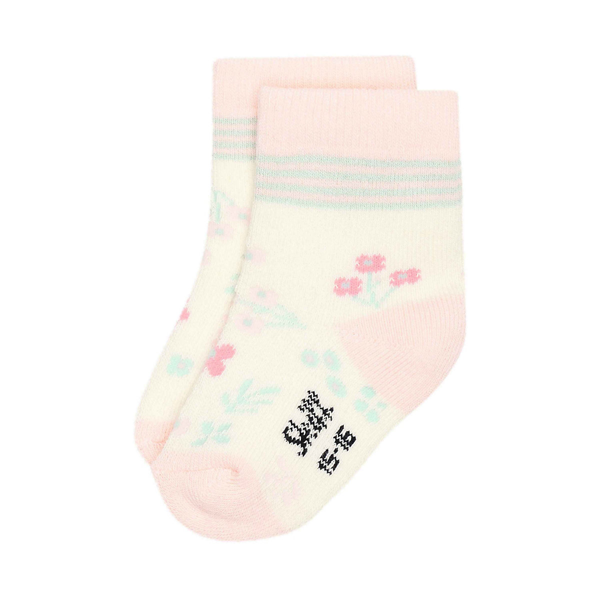 Steiff Socken mit Blumen-Muster Haussocken rosa