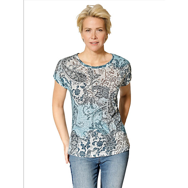 Bekleidung T-Shirts MONA Shirt in modischer Ausbrenner-Qualität blau/weiß Bekleidung T-Shirts MONA Shirt in modischer Ausbrenner-Qualität blau/weiß