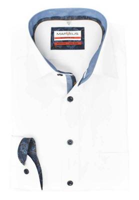 MARVELiS Modern Fit Businesshemd Langarmhemden weiß