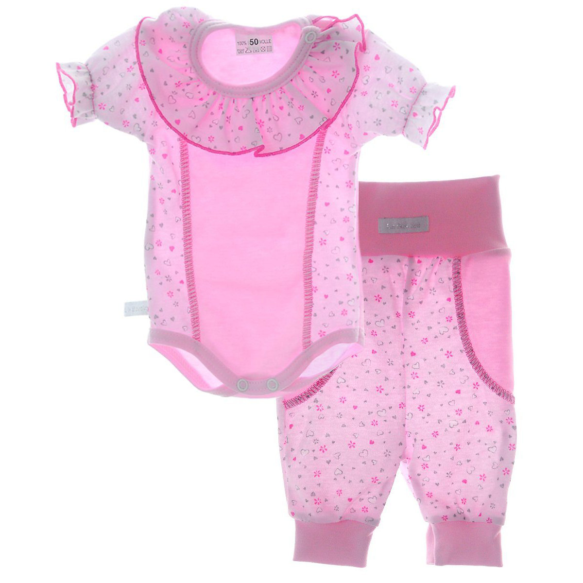 La Bortini Body und 3/4 Hose 2Tlg. Baby Anzug Bodys für Mädchen rosa