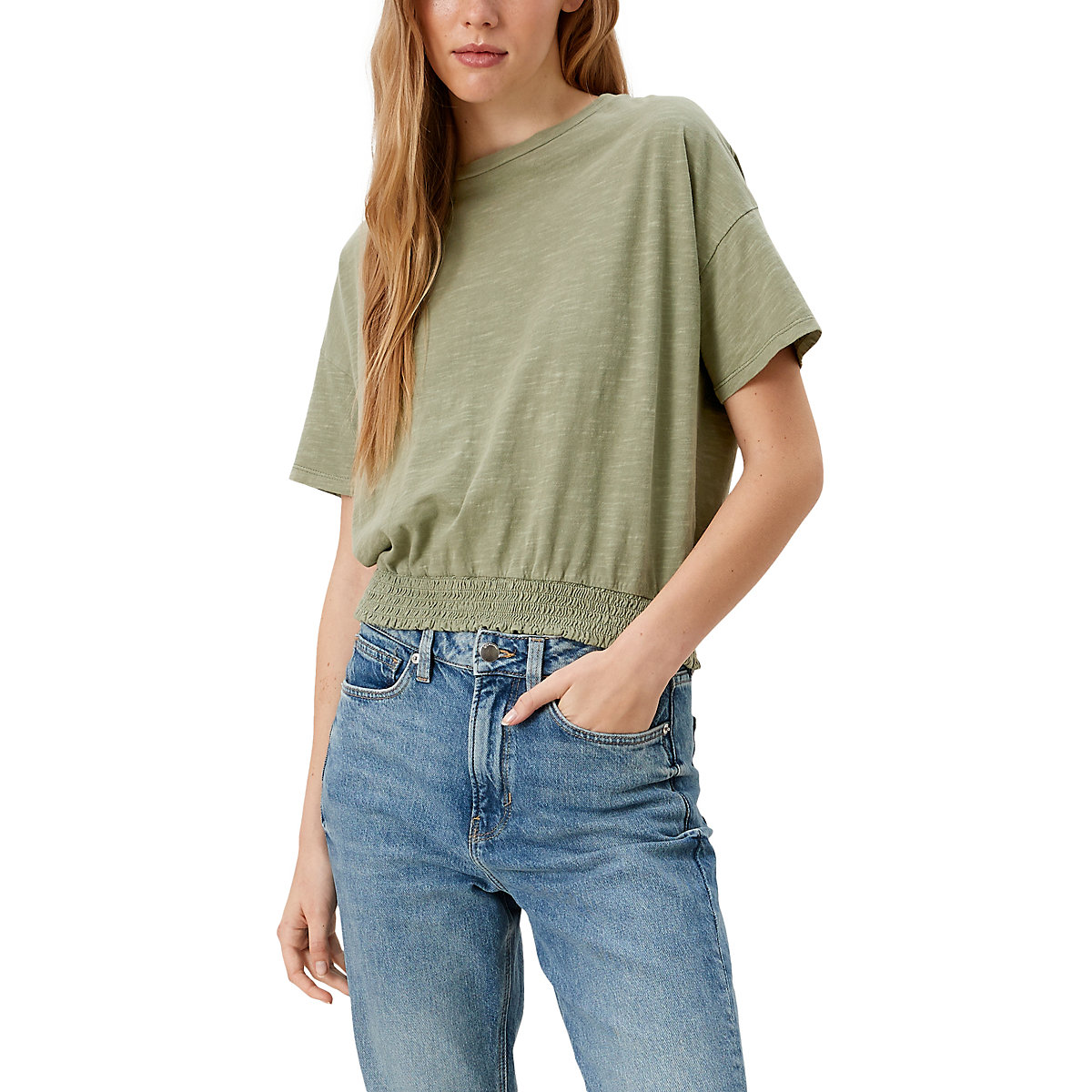 QS by s.Oliver Cropped Shirt aus Baumwolle T-Shirts olive