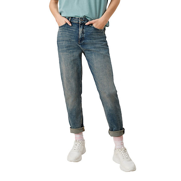 Regular Fit: Mom-Jeans mit Waschung Stoffhosen