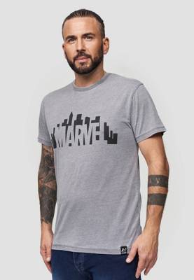 Marvel Avengers Recovered T-Shirt Marvel City Logo Light Grey T-Shirts AdultM grau PR11235