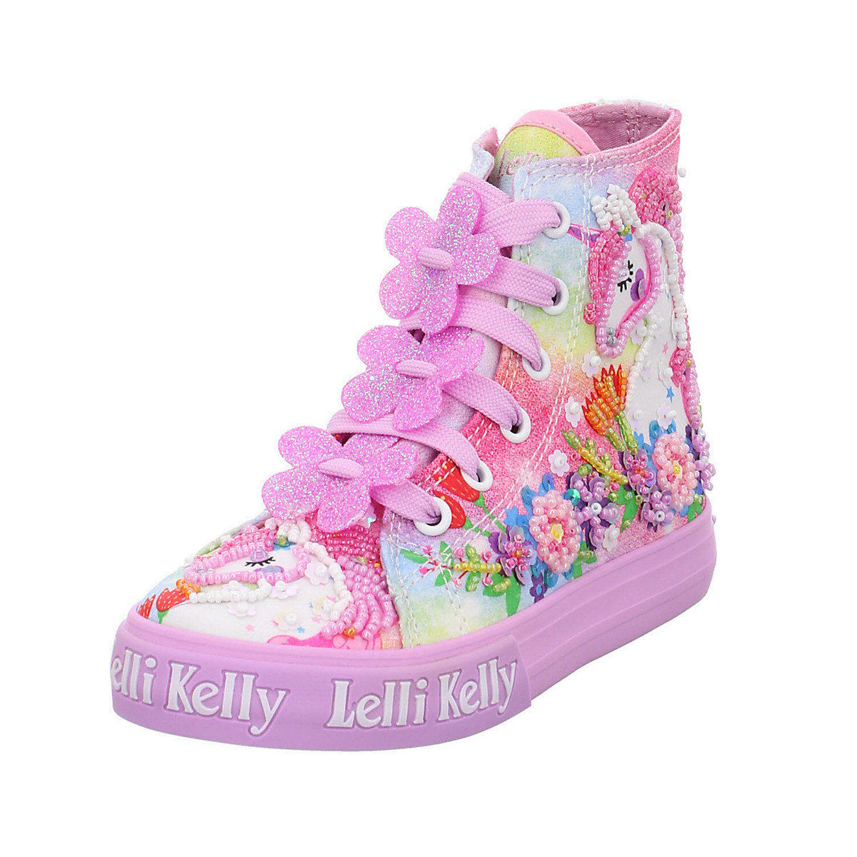 Lelli Kelly Mädchen Sneaker Schuhe Unicorn Sneaker Kinderschuhe Textil geblümt Halbschuhe rot/lila
