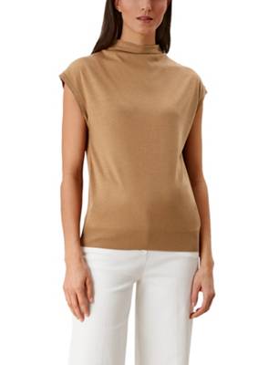 s.Oliver BLACK LABEL Shirt mit Wasserfallkragen T-Shirts braun