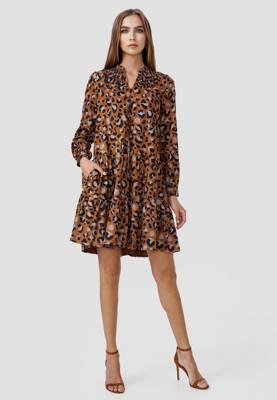 re.draft re.draft Kleid Kleider printed volant multi leo Etuikleider AdultW braun