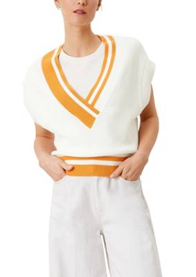 s.Oliver Strickweste mit Streifendetails Tops weiß