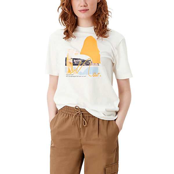 Bekleidung T-Shirts s.Oliver Jerseyshirt mit Statementprint T-Shirts creme