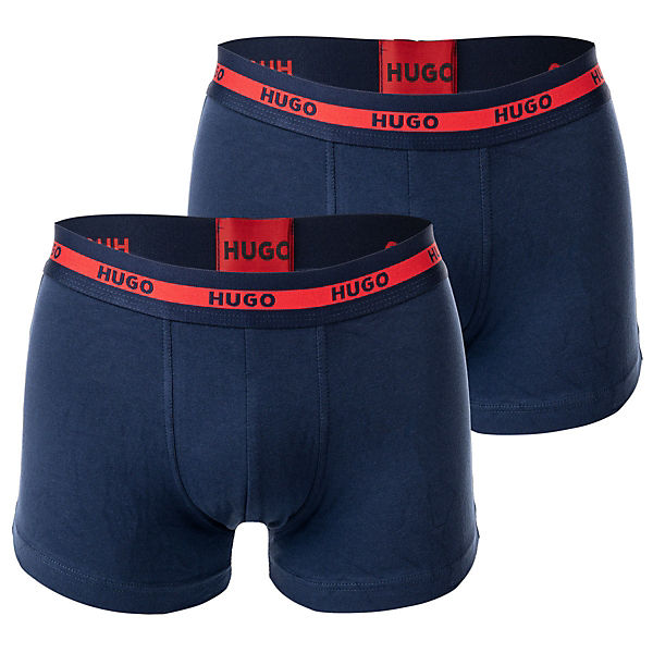 Bekleidung Boxershorts HUGO Herren Boxer Shorts 2er Pack - Trunks Twin Pack Logo Cotton Stretch Boxershorts blau