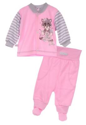 La Bortini Hemdchen Hose und Mütze 3Tlg. Baby Anzug Wickelbodys für Mädchen rosa