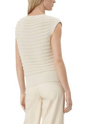 s.Oliver BLACK LABEL Kurzarmpullover mit Glitzergarn Pullunder creme