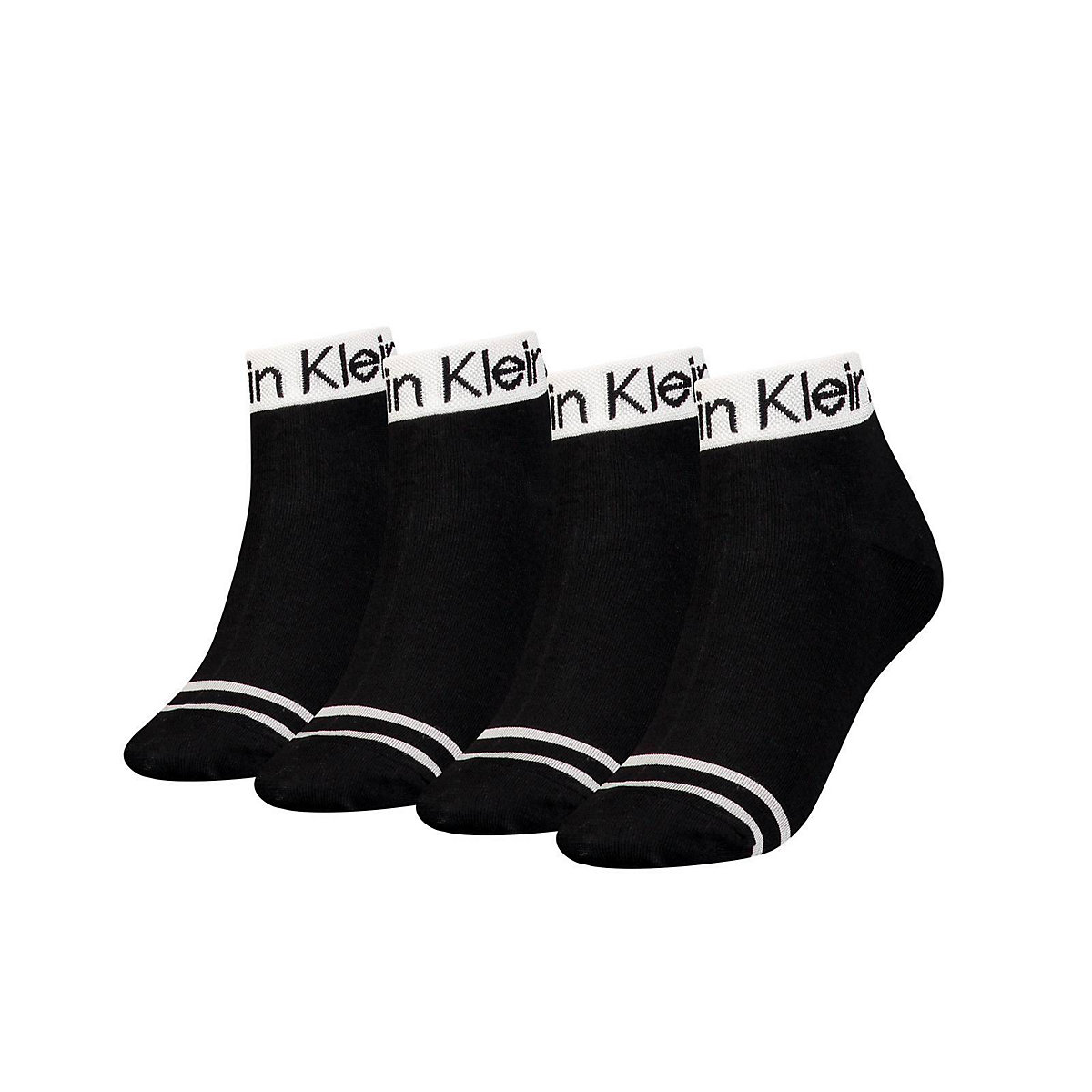 Calvin Klein Damen Quarter Socken 4er Pack Logo Welt Zoey ECOM One Size Sneakersocken schwarz