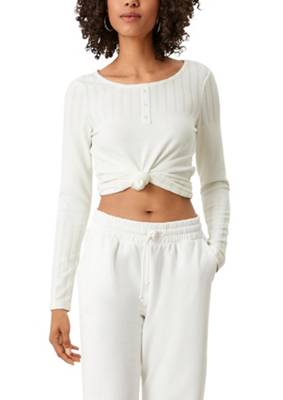 QS by s.Oliver Langarmshirt in Henley-Optik T-Shirts creme