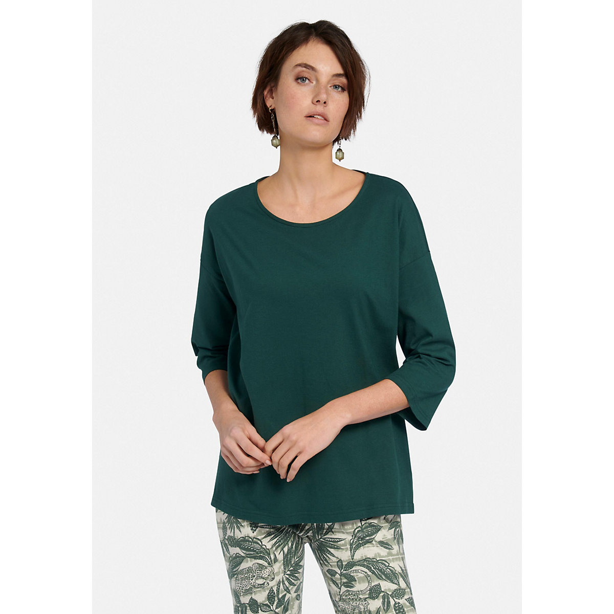 GREEN COTTON® 3/4-Arm-Shirt cotton T-Shirts dunkelgrün