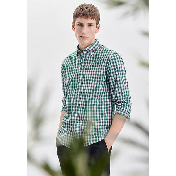 Bekleidung Langarmhemden seidensticker Casual Hemd Regular Langarm Button-Down-Kragen Karo Langarmhemden grün Bekleidung Langarmhemden seidensticker Casual Hemd Regular Langarm Button-Down-Kragen Karo Langarmhemden grün