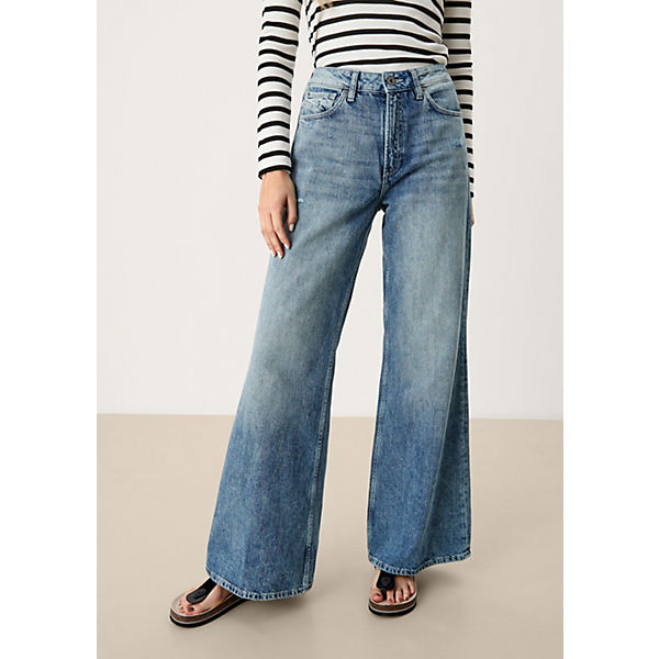 Bekleidung Straight Jeans QS by s.Oliver Slim: Jeans mit weitem Beinverlauf Jeanshosen blau