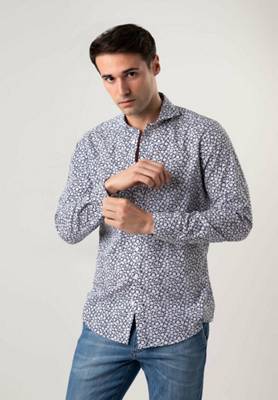 Black Label Shirt Businesshemd PRINT Langarmhemden blau