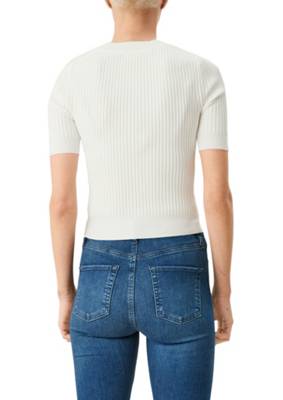 s.Oliver Kurzarmpullover mit Rippstruktur Pullover creme SE9257