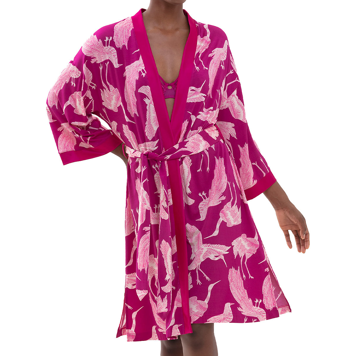 Mey Kimono 3/4 Ärmel 105 cm lang Lovestory Kyra Kimonos pink