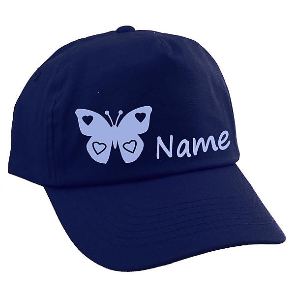 Accessoires Caps elefantasie Cap Schmetterling personalisiert mit Namen dunkelblau