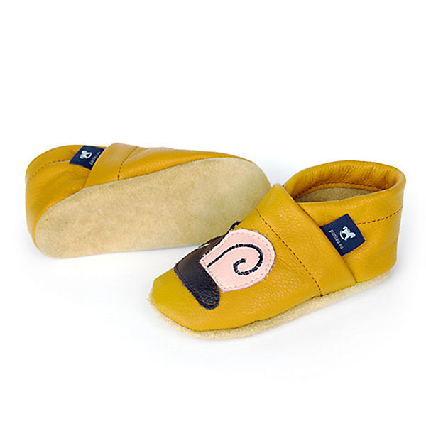 Schuhe Geschlossene Hausschuhe Pantau® Lederpuschen / Hausschuhe / Slipper mit Schnecke Hausschuhe gelb