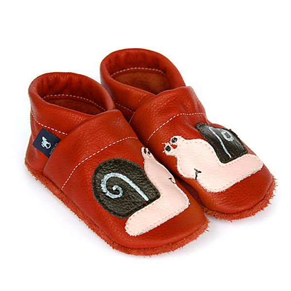 Schuhe Geschlossene Hausschuhe Pantau® Lederpuschen / Hausschuhe / Slipper mit Schnecke Hausschuhe rot