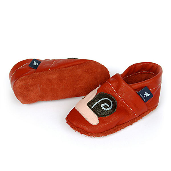 Schuhe Geschlossene Hausschuhe Pantau® Lederpuschen / Hausschuhe / Slipper mit Schnecke Hausschuhe rot