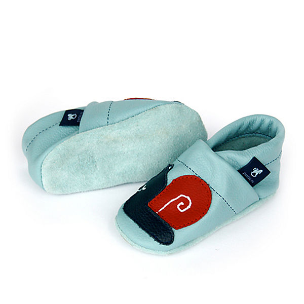 Schuhe  Pantau® Krabbelschuhe / Lederpuschen / Hausschuhe mit Schnecke Krabbelschuhe hellblau