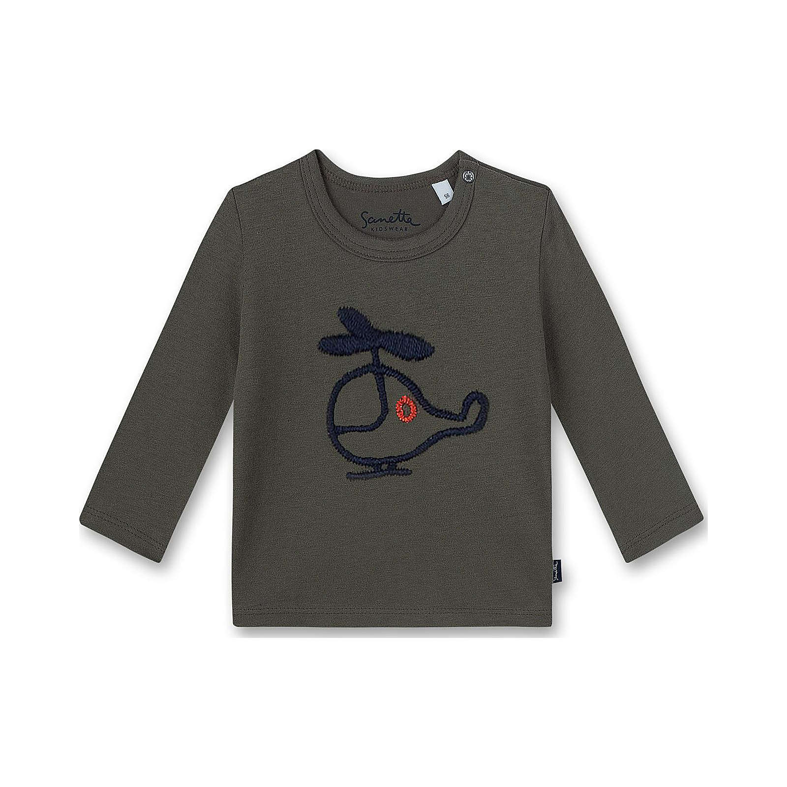 Sanetta Kidswear Baby Langarmshirt für Jungen, Organic Cotton khaki Junge Gr. 74