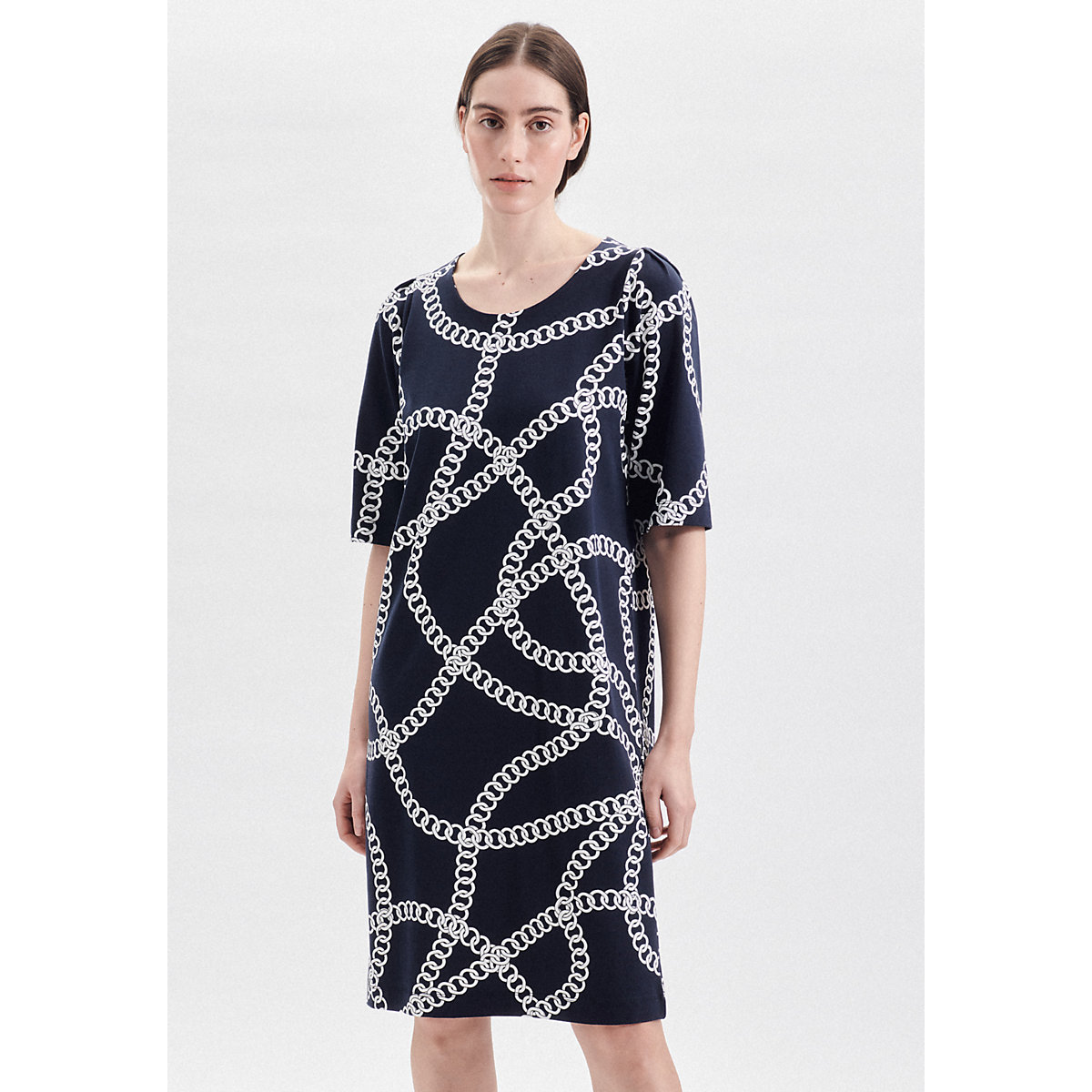 seidensticker Kleid 3/4-Arm Kettenprint Jerseykleider blau