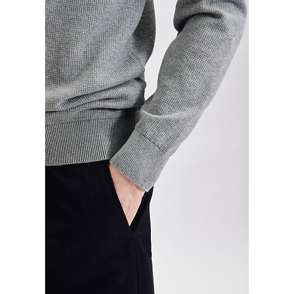 Bekleidung Pullover seidensticker Pullover Rundhals Regular Langarm Uni Pullover grau