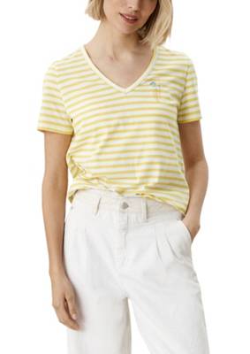 s.Oliver Streifenshirt mit V-Ausschnitt T-Shirts creme