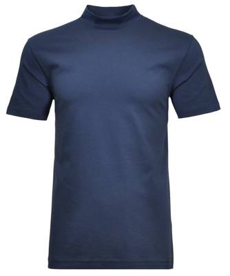 RAGMAN Stehkragenshirt kurzarm T-Shirts blau