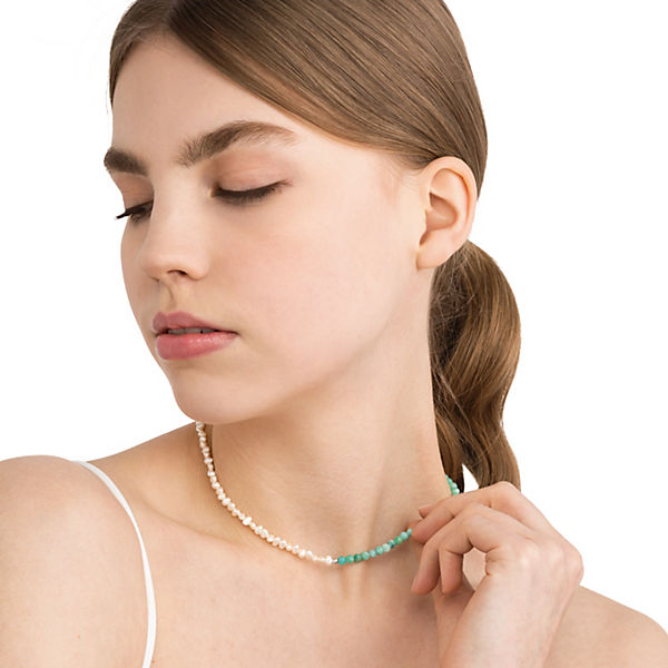 Accessoires Halsketten NOELANI Halskette für Damen 925 Silber rhodiniert Perle Halsketten silber